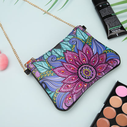 DIY Flower Special Shape Diamond Painting Leather Clutch Chain Shoulder Bag