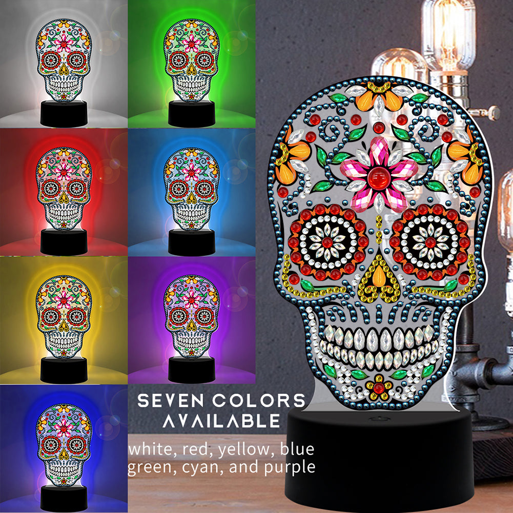 DIY Special Shaped Diamond Painting Skull LED Decor Night Light Ornaments