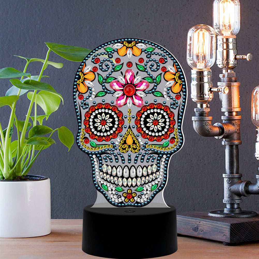 DIY Special Shaped Diamond Painting Skull LED Decor Night Light Ornaments