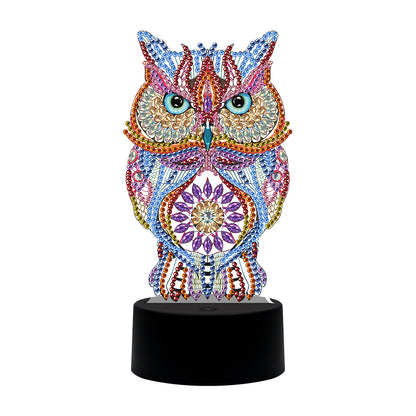 DIY Special Shaped Diamond Painting Owl LED Light Cross Stitch Embroidery