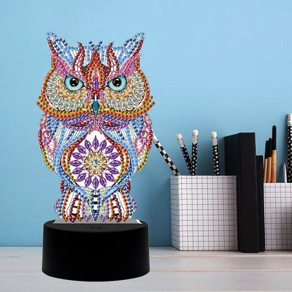 DIY Special Shaped Diamond Painting Owl LED Light Cross Stitch Embroidery