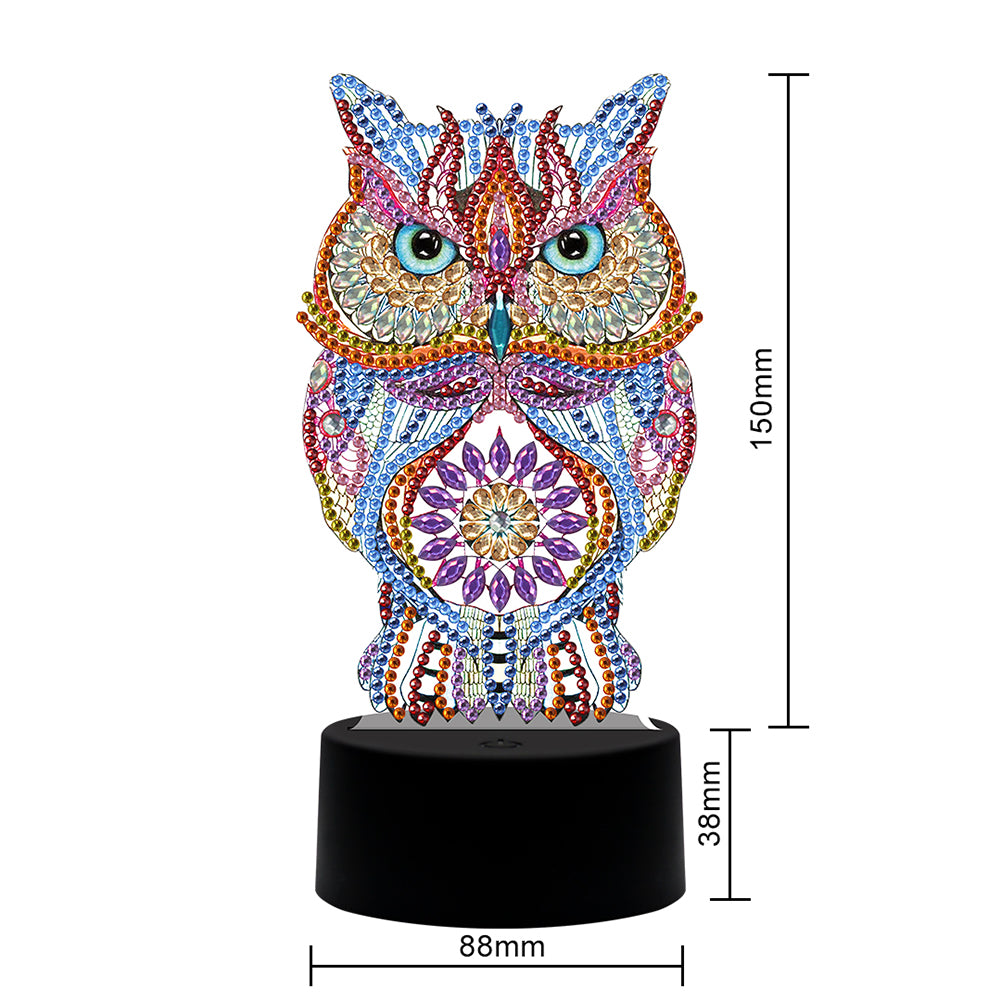 DIY Special Shaped Diamond Painting Owl LED Light Cross Stitch Embroidery