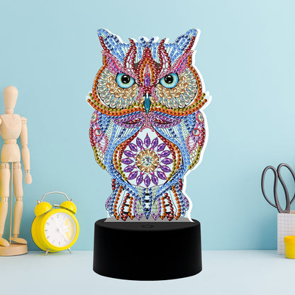 DIY Special Shaped Diamond Painting Owl LED Light Cross Stitch Embroidery