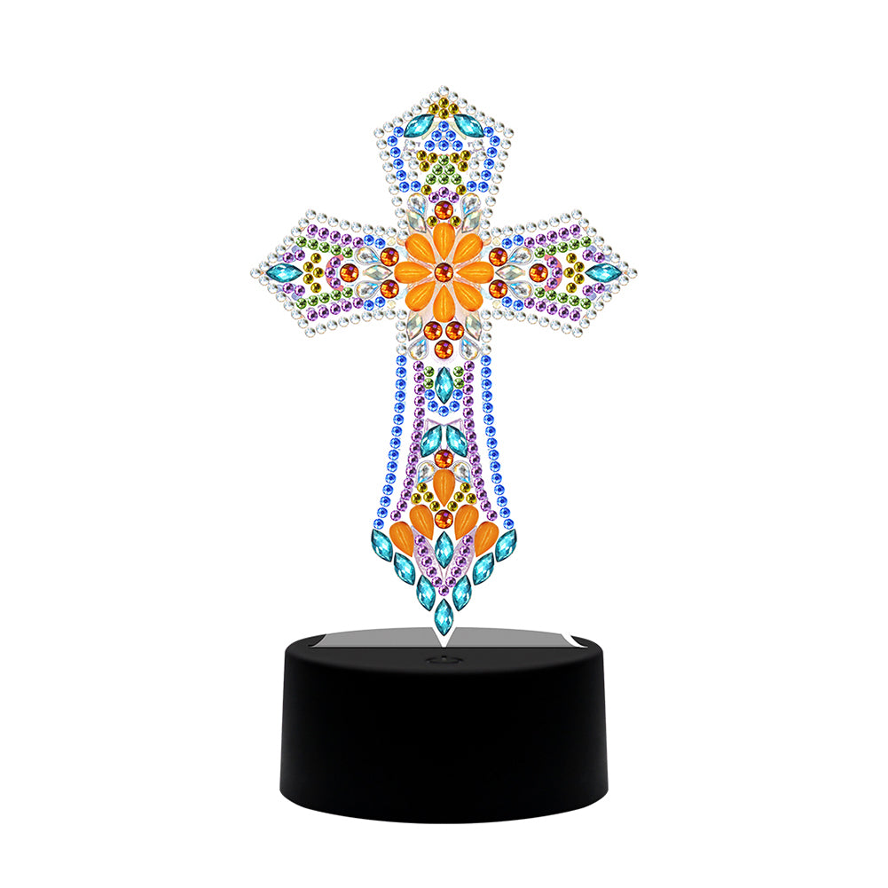 DIY Special Shaped Diamond Painting Cross LED Light Cross Stitch Embroidery