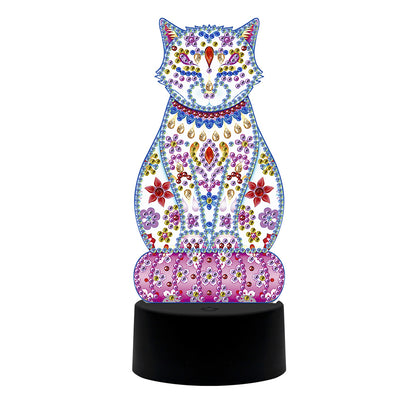 DIY Special Shaped Diamond Painting Cat LED Light Cross Stitch Embroidery