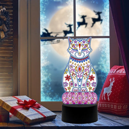 DIY Special Shaped Diamond Painting Cat LED Light Cross Stitch Embroidery