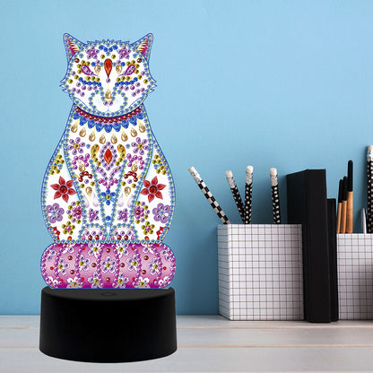 DIY Special Shaped Diamond Painting Cat LED Light Cross Stitch Embroidery