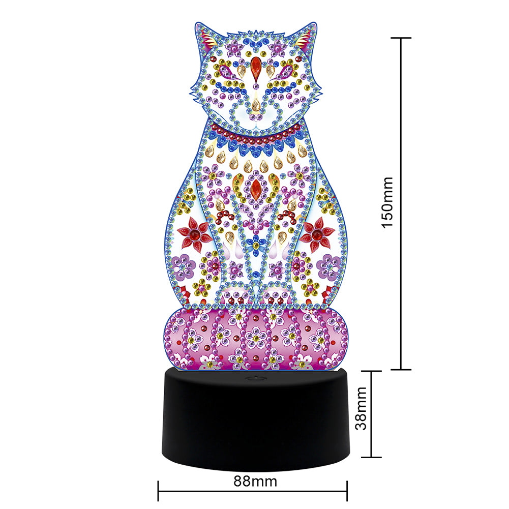 DIY Special Shaped Diamond Painting Cat LED Light Cross Stitch Embroidery