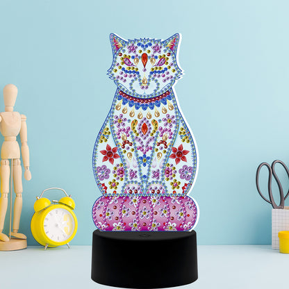 DIY Special Shaped Diamond Painting Cat LED Light Cross Stitch Embroidery