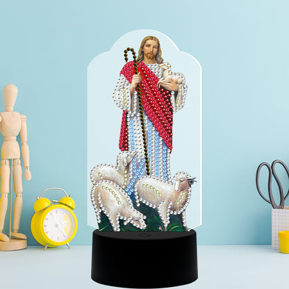 DIY Diamond Painting LED Light Jesus Special Shaped Drill Embroidery Lamp