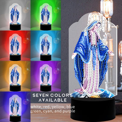 DIY Diamond Painting LED Light Goddess Religion Embroidery Night Lamp Decor