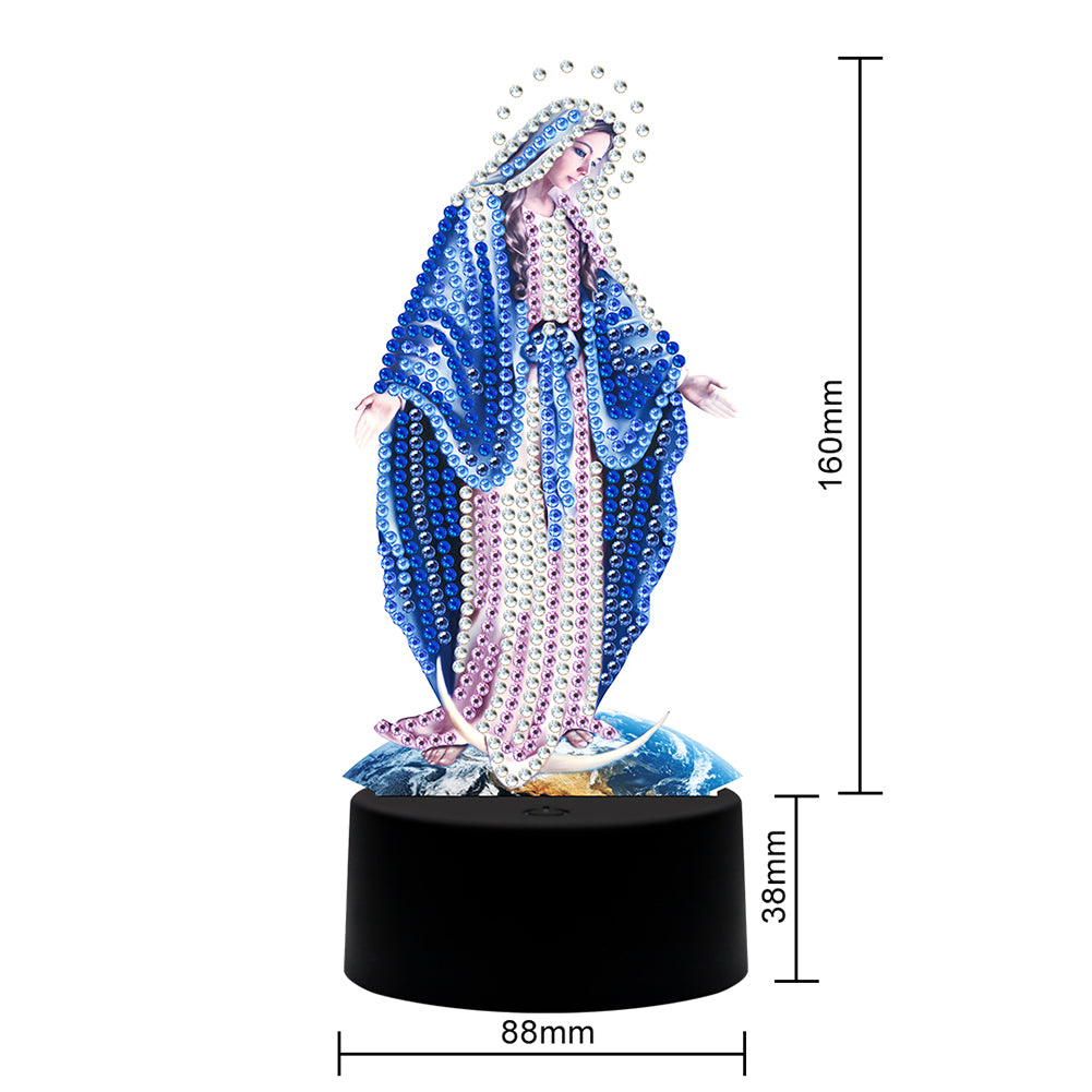 DIY Diamond Painting LED Light Goddess Religion Embroidery Night Lamp Decor