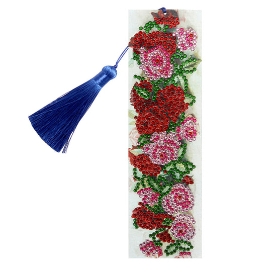 DIY Special Shape Diamond Painting Leather Rose Bookmark Tassel Embroidery