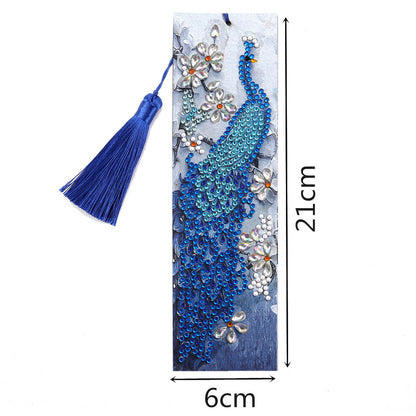 DIY Special Shape Diamond Painting Leather Tassel Peacock Bookmark Crafts