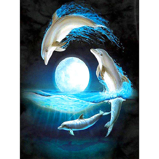 Dolphin - Full Round Drill Diamond Painting 40*30CM