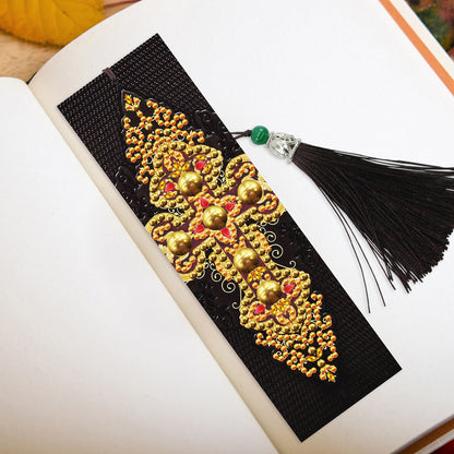 2x 5D DIY Diamond Painting Cross Leather Bookmarks Tassel Embroidery Craft