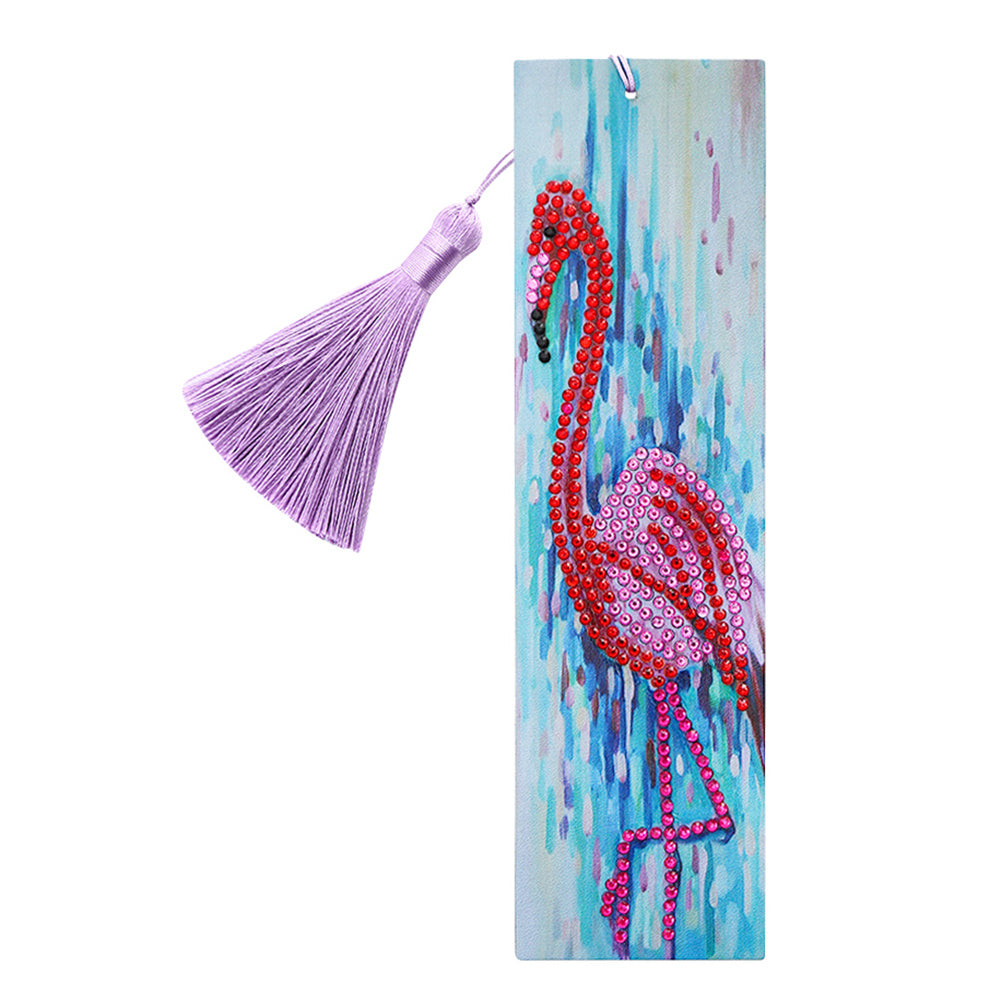 DIY Special Shape Diamond Painting Leather Bookmark Tassel Bird Book Logo