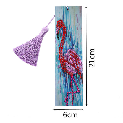 DIY Special Shape Diamond Painting Leather Bookmark Tassel Bird Book Logo