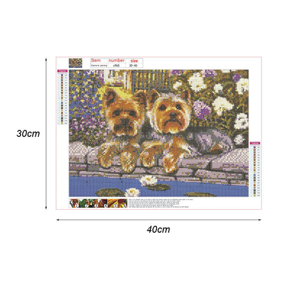 Flower Dogs - Full Round Drill Diamond Painting 30*40CM