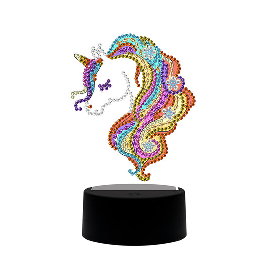 DIY Diamond Painting LED Light Horse Embroidery Night Lamp Needlework Decor