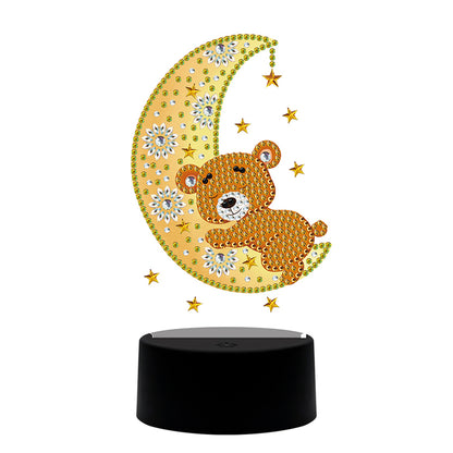 DIY Diamond Painting LED Light Moon Bear Embroidery Night Lamp Ornament Kit