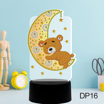 DIY Diamond Painting LED Light Moon Bear Embroidery Night Lamp Ornament Kit