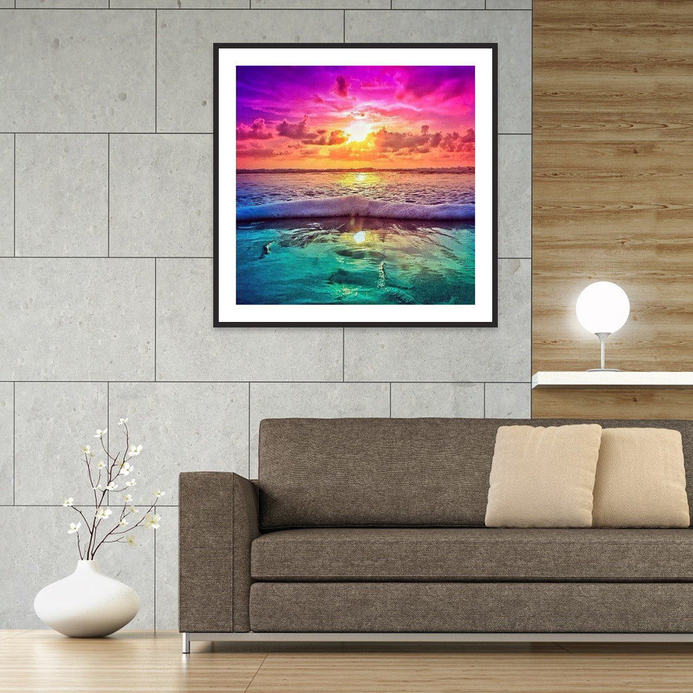 Sunset Seaside - Full Round Drill Diamond Painting 30*30CM