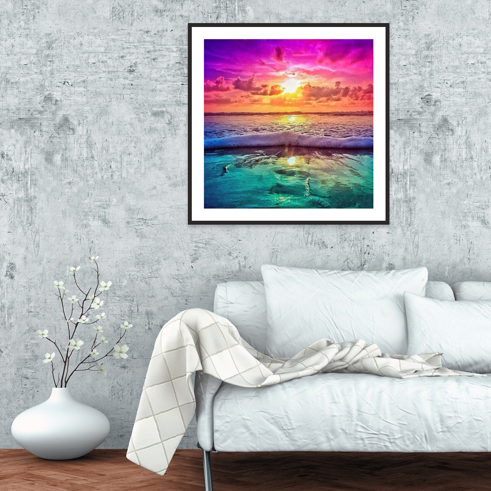 Sunset Seaside - Full Round Drill Diamond Painting 30*30CM