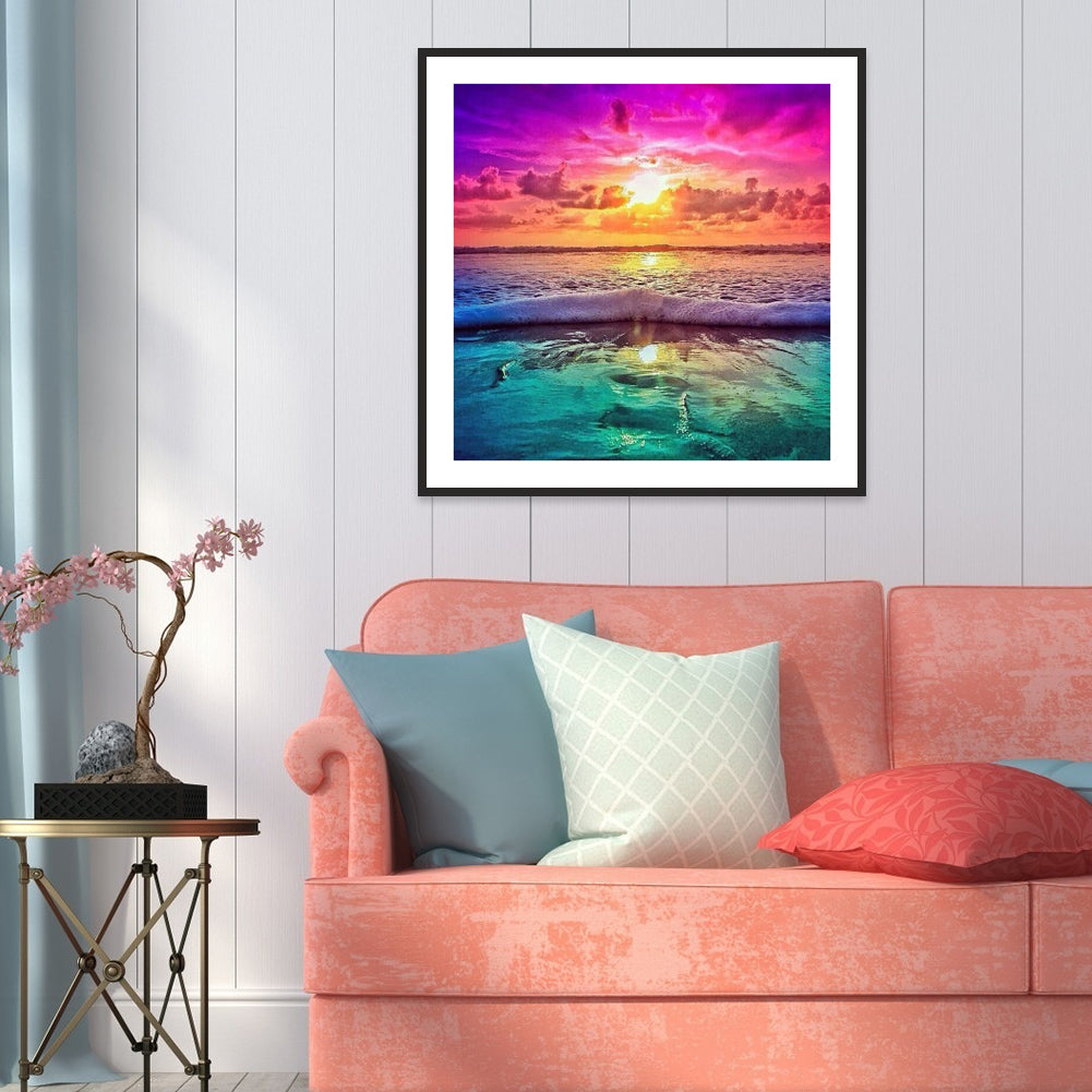 Sunset Seaside - Full Round Drill Diamond Painting 30*30CM