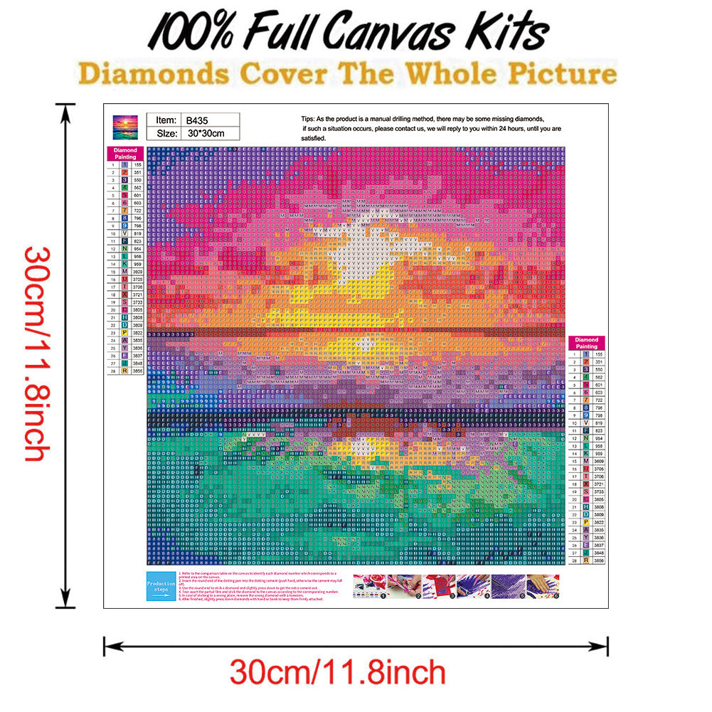 Sunset Seaside - Full Round Drill Diamond Painting 30*30CM