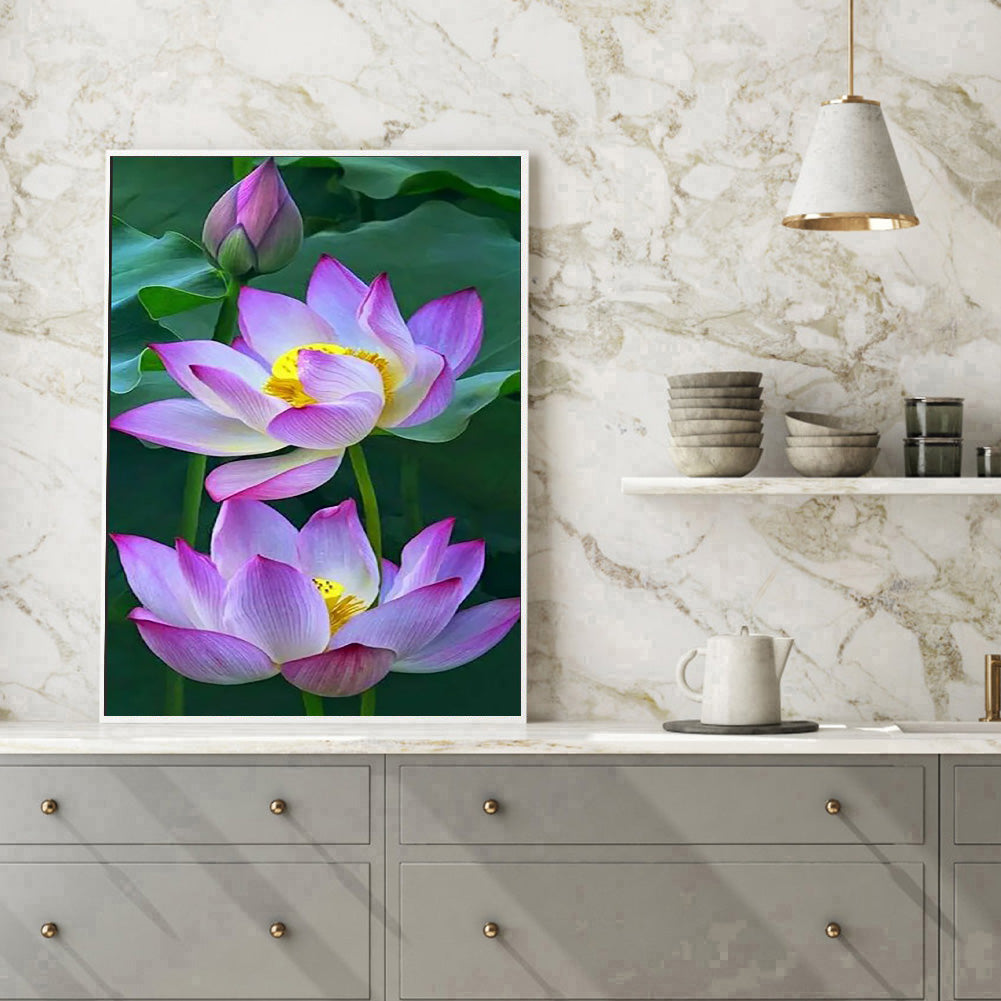 Lotus - Full Round Drill Diamond Painting 40*30CM