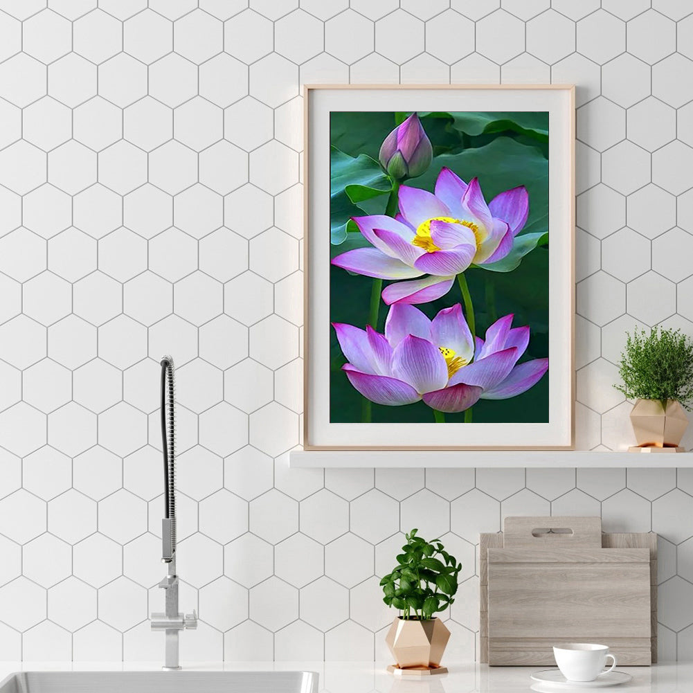 Lotus - Full Round Drill Diamond Painting 40*30CM