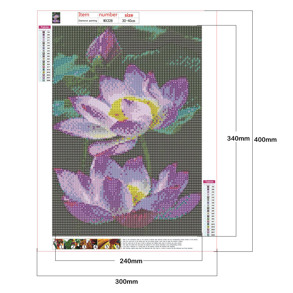 Lotus - Full Round Drill Diamond Painting 40*30CM