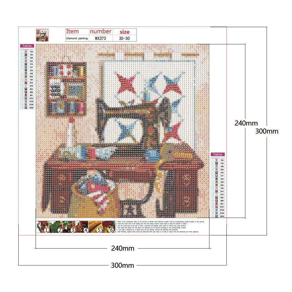 Sewing Machine - Full Round Drill Diamond Painting 30*30CM