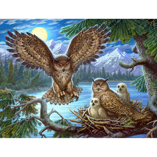 Bird Family - Full Round Drill Diamond Painting 30*40CM