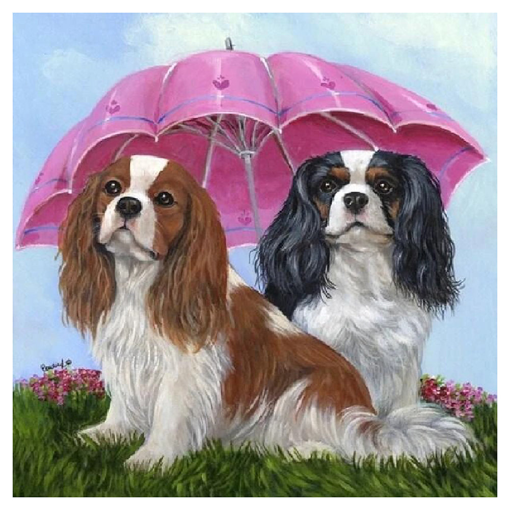 Umbrella Dogs - Full Round Drill Diamond Painting 40*40CM