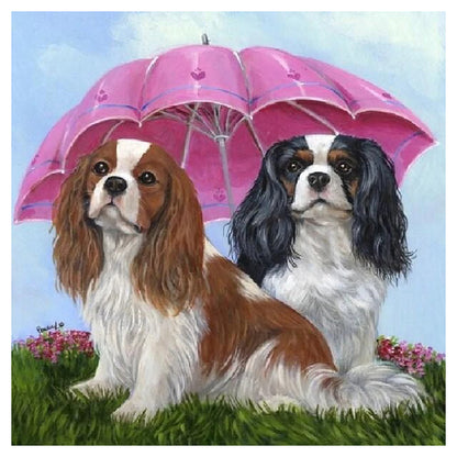 Umbrella Dogs - Full Round Drill Diamond Painting 40*40CM