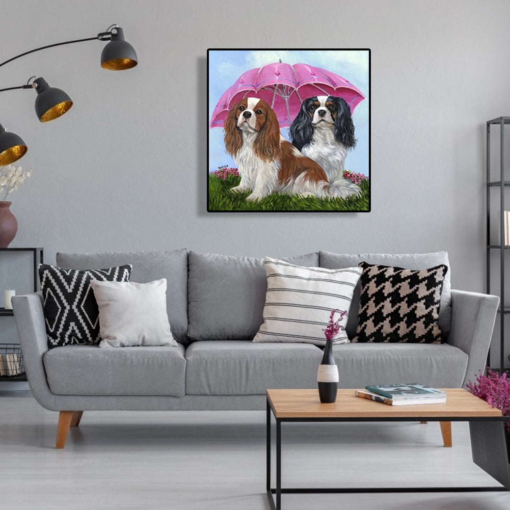 Umbrella Dogs - Full Round Drill Diamond Painting 40*40CM