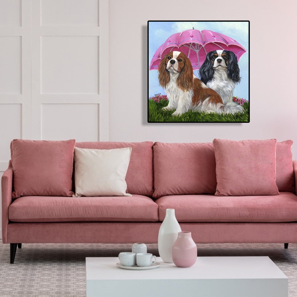 Umbrella Dogs - Full Round Drill Diamond Painting 40*40CM