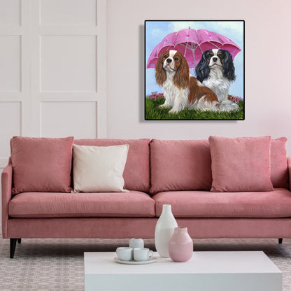 Umbrella Dogs - Full Round Drill Diamond Painting 40*40CM