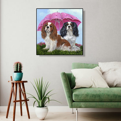 Umbrella Dogs - Full Round Drill Diamond Painting 40*40CM