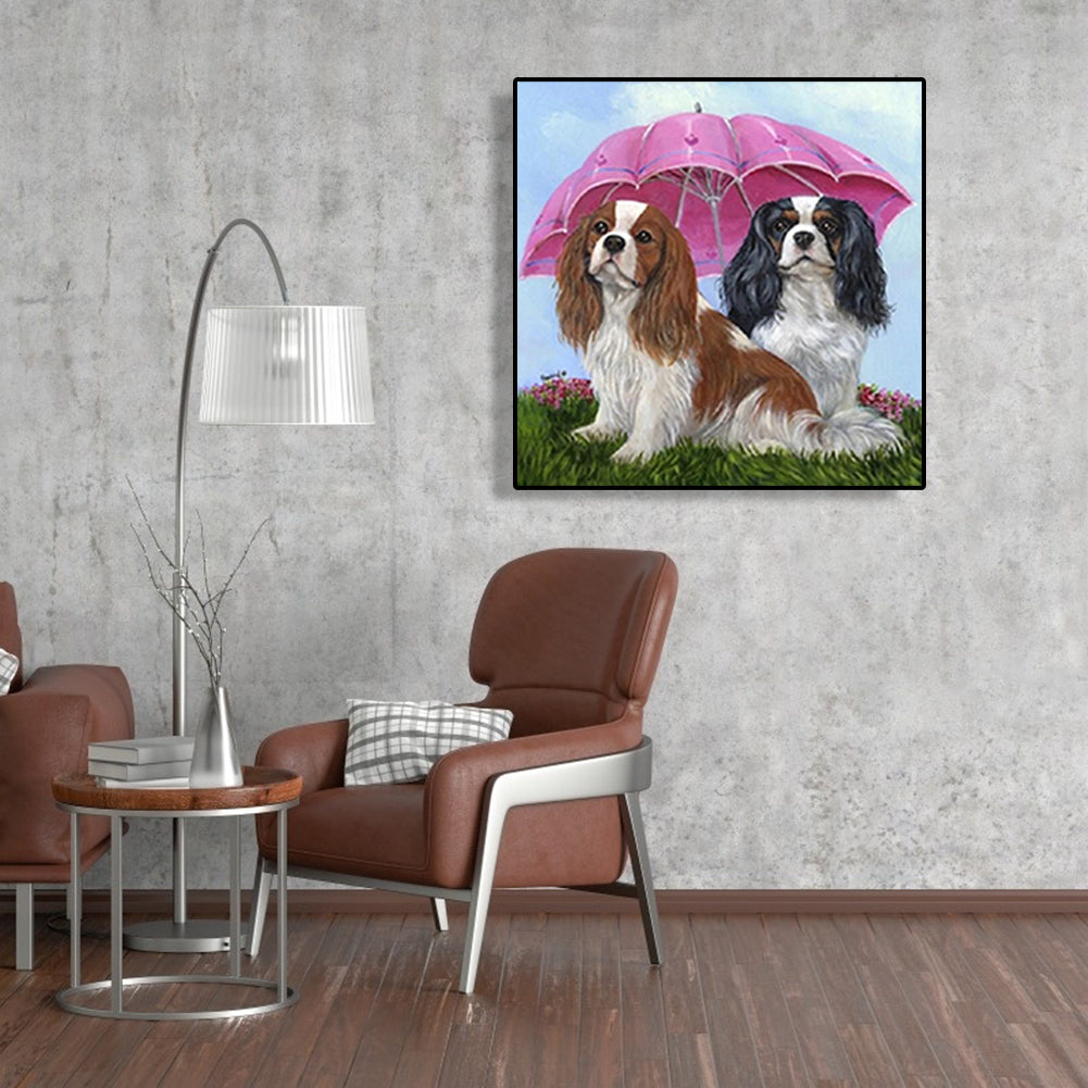 Umbrella Dogs - Full Round Drill Diamond Painting 40*40CM