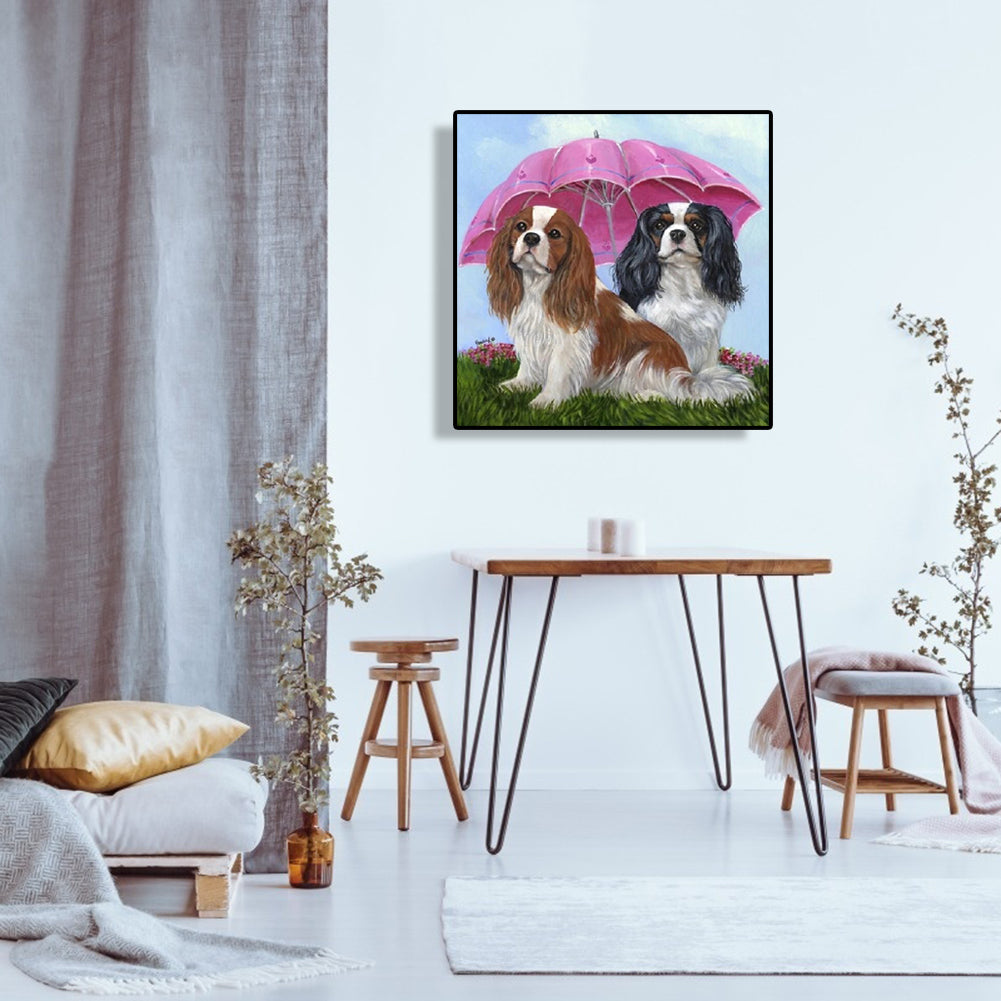 Umbrella Dogs - Full Round Drill Diamond Painting 40*40CM