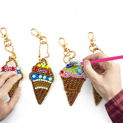 5pcs DIY Ice Cream Diamond Painting Full Drill Special Shaped Keychains