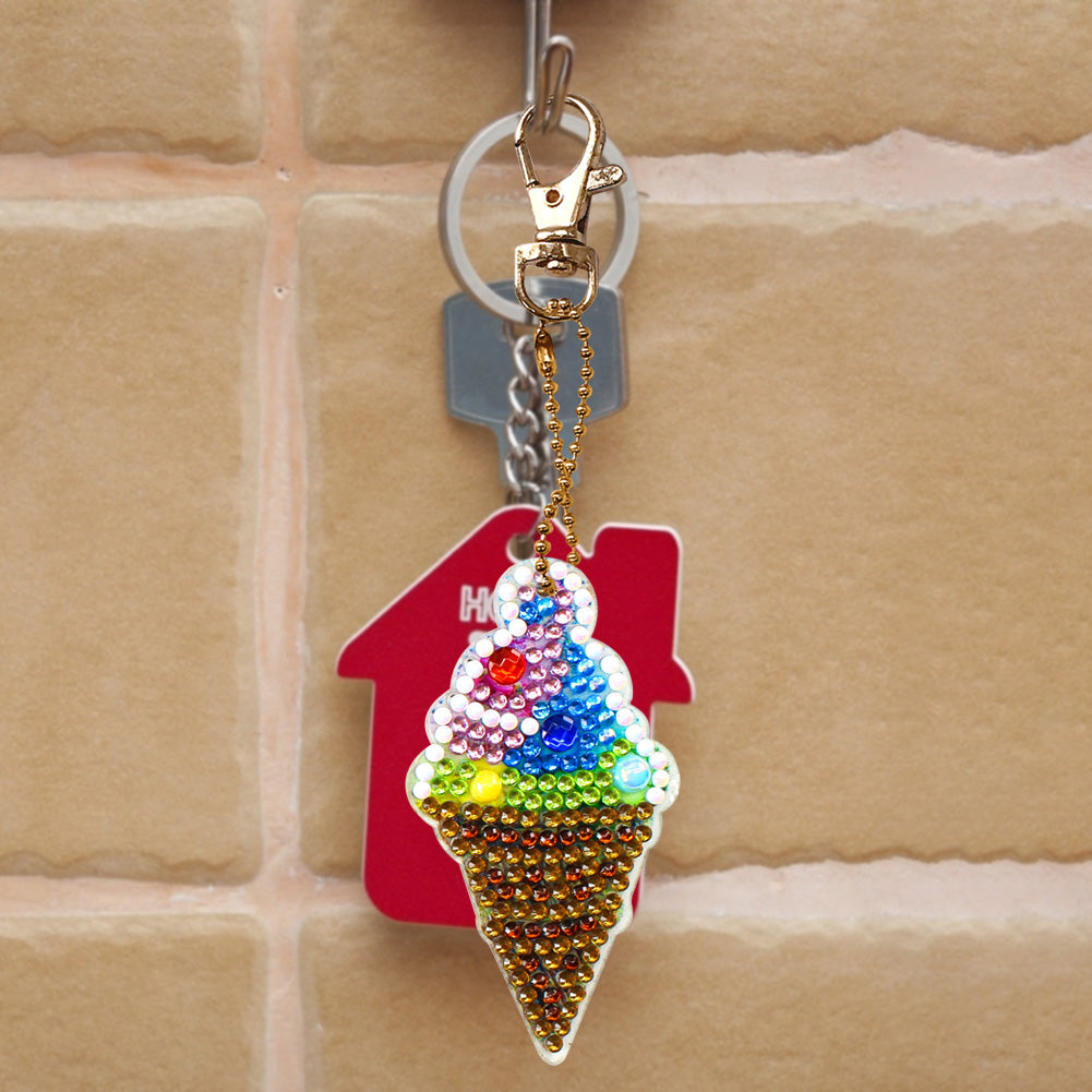 5pcs DIY Ice Cream Diamond Painting Full Drill Special Shaped Keychains