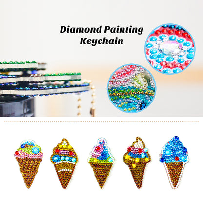 5pcs DIY Ice Cream Diamond Painting Full Drill Special Shaped Keychains