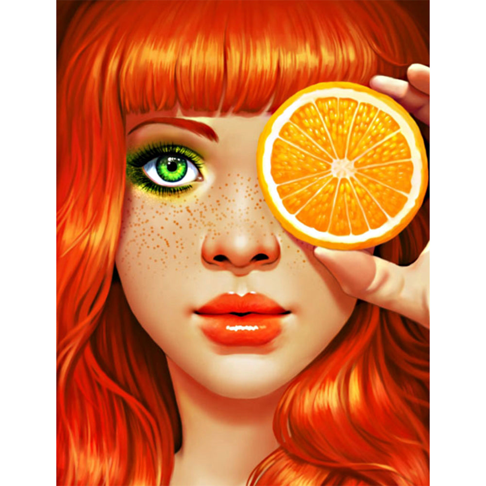 Orange Girl - Full Round Drill Diamond Painting 30*40CM