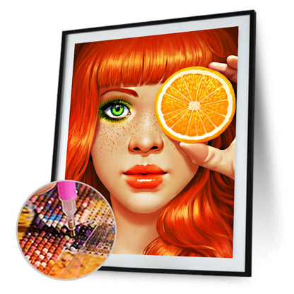 Orange Girl - Full Round Drill Diamond Painting 30*40CM