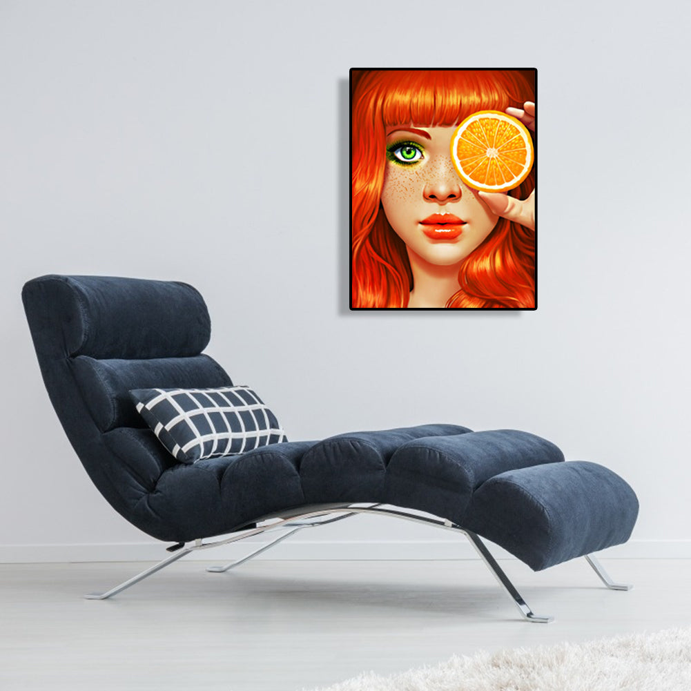 Orange Girl - Full Round Drill Diamond Painting 30*40CM