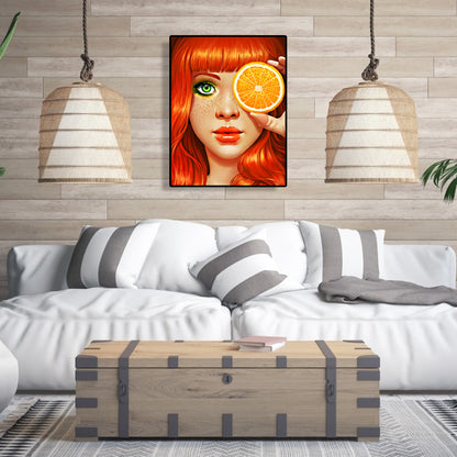 Orange Girl - Full Round Drill Diamond Painting 30*40CM